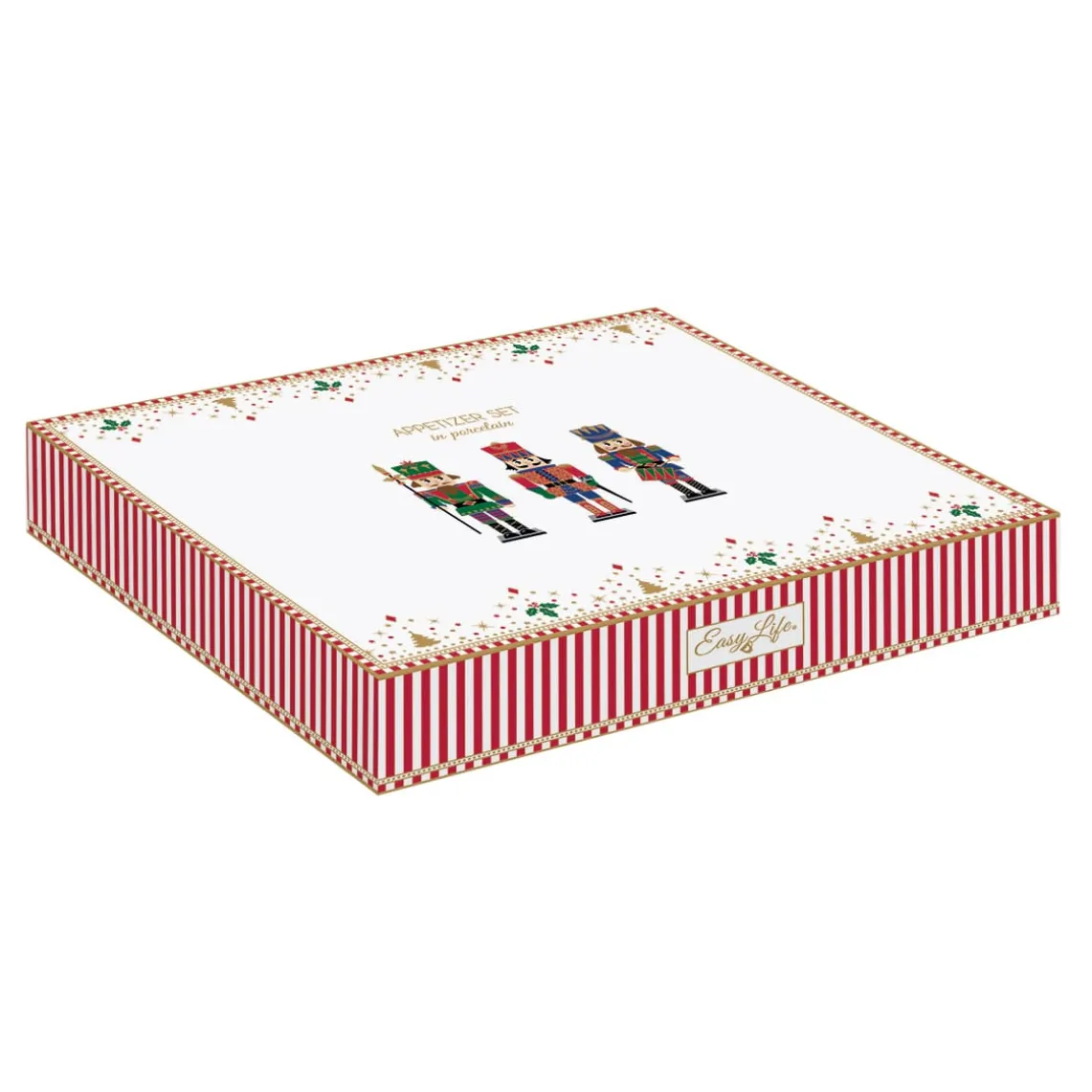 Ensemble apéritif avec 3 bols en porcelaine et plateau en bambou NUTCRACKER