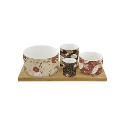 Ensemble apéritif avec 4 bols et plateau en bambou KIMONO