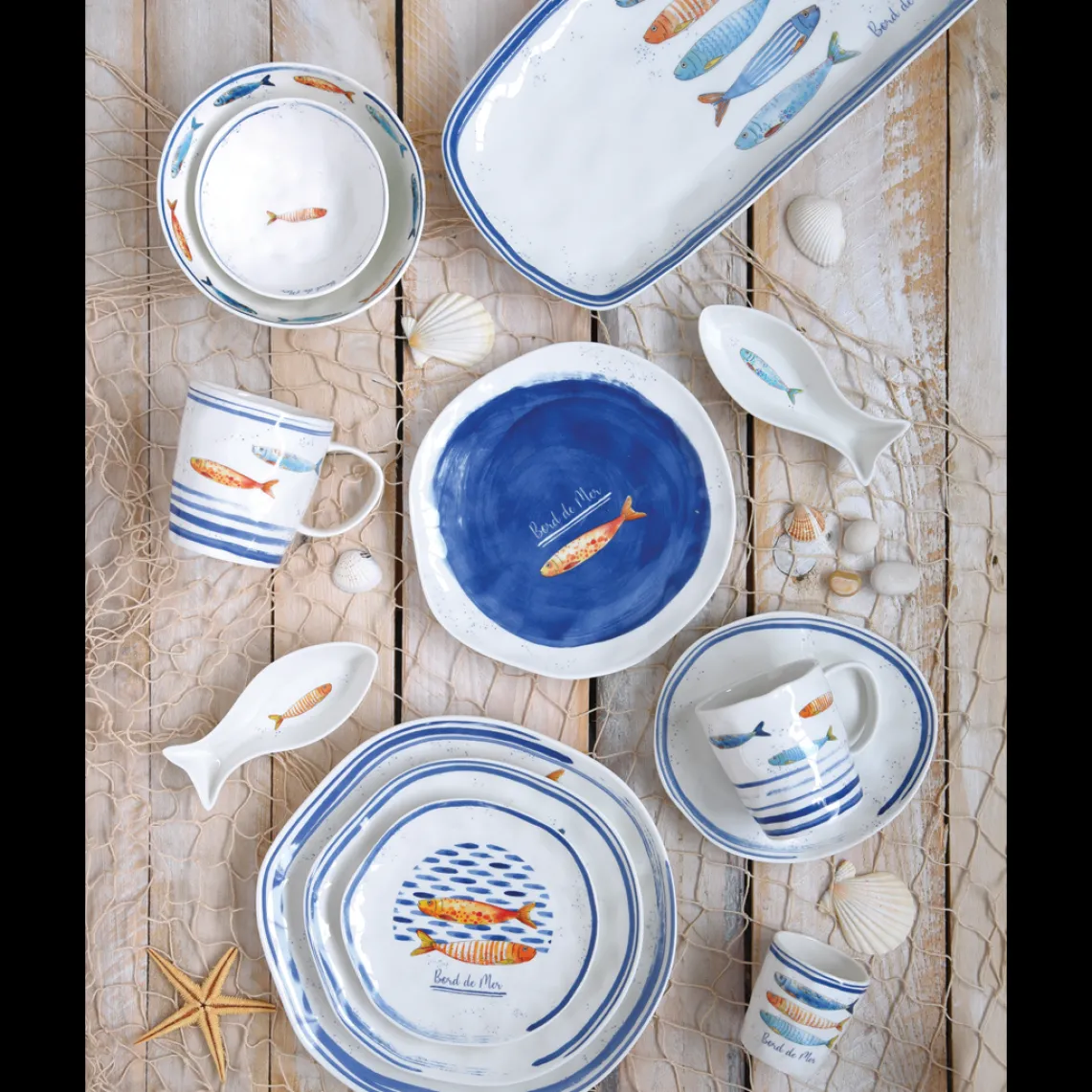 Ensemble de 3 bols avec un plateau BORD DE MER