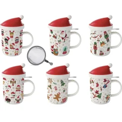 Ensemble de 6 mugs avec couvercle et infuseur CHRISTMAS FRIENDS