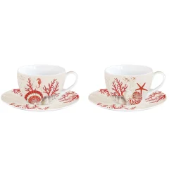 Ensemble de 2 tasses à café avec soucoupes CORAL REEF