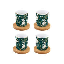 Ensemble de 4 verres à café avec soucoupes ROYAL PEONIES