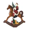Figurine du père noël sur cheval à bascule en polyrésine CHRISTMAS FIGURINES