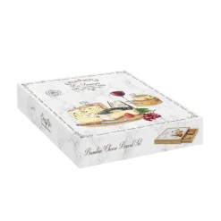 Planche à fromage en bambou avec plateau en verre et couteaux LES FROMAGES