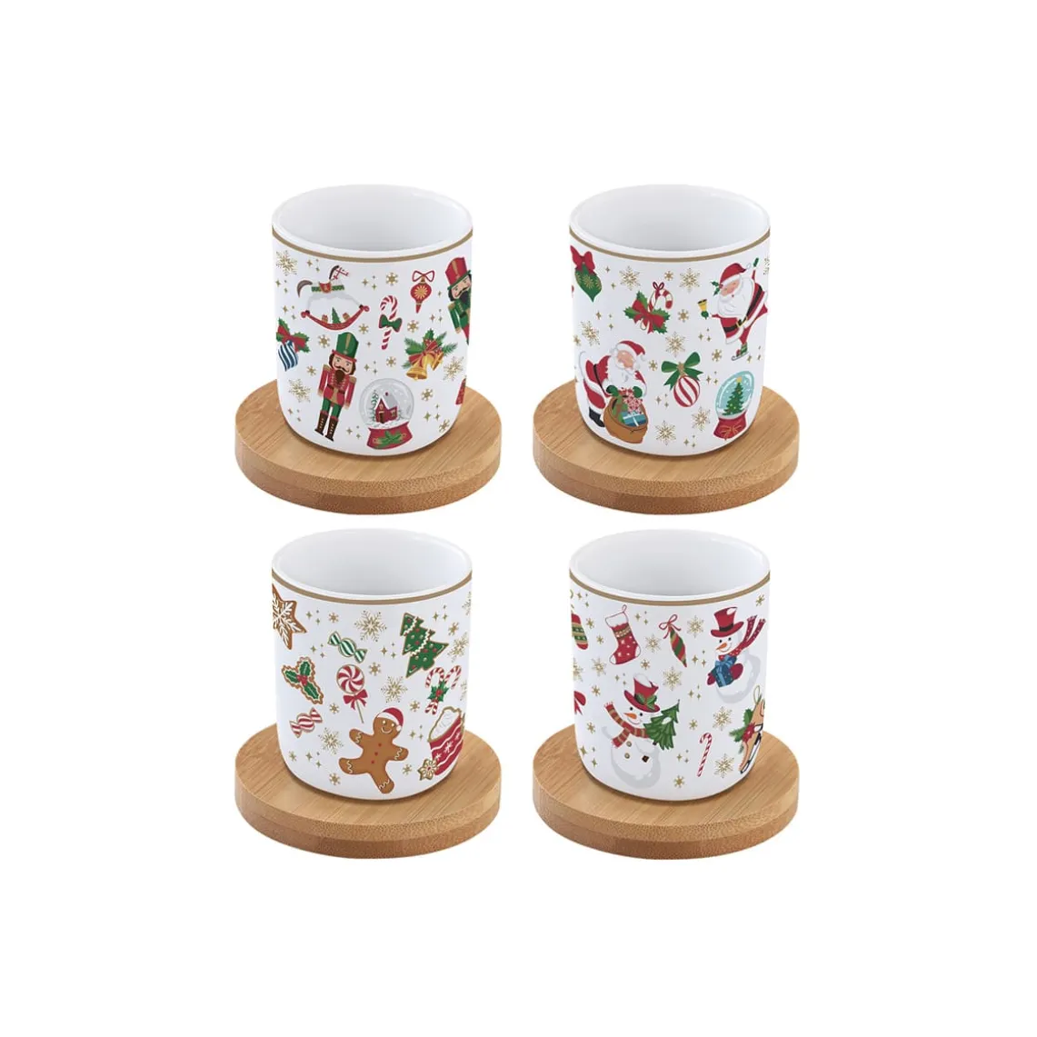 Set de 4 verres à café avec soucoupes CHRISTMAS FRIENDS