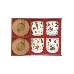 Set de 4 verres à café avec soucoupes CHRISTMAS FRIENDS