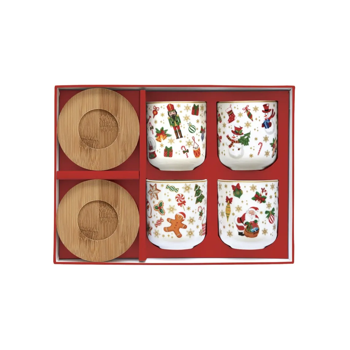 Set de 4 verres à café avec soucoupes CHRISTMAS FRIENDS