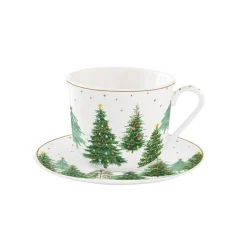 Tasse de petit déjeuner avec soucoupe FESTIVE TREES