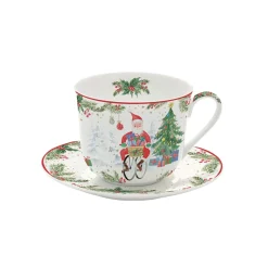 Tasse de petit-déjeuner avec assiette JOYFUL SANTA